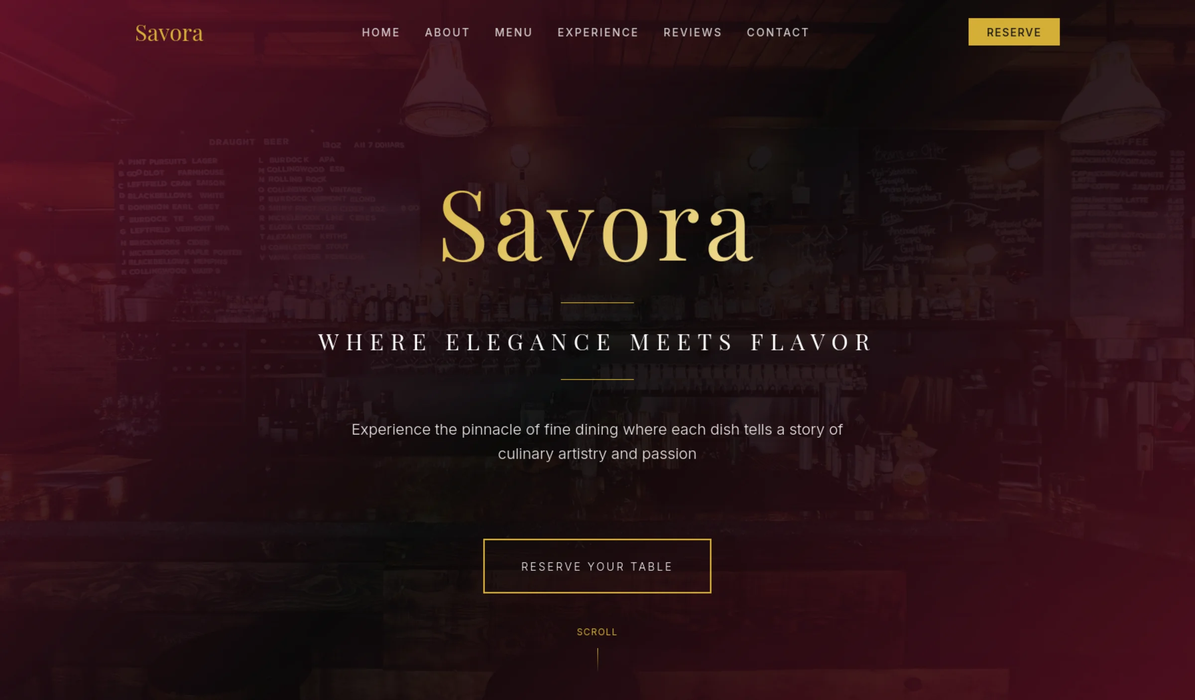 Savora - Luxury Restaurant Landing Page